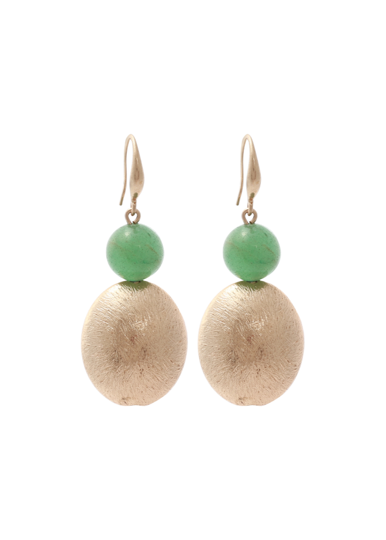 Merx - Jade & Matte Gold Drop Earrings