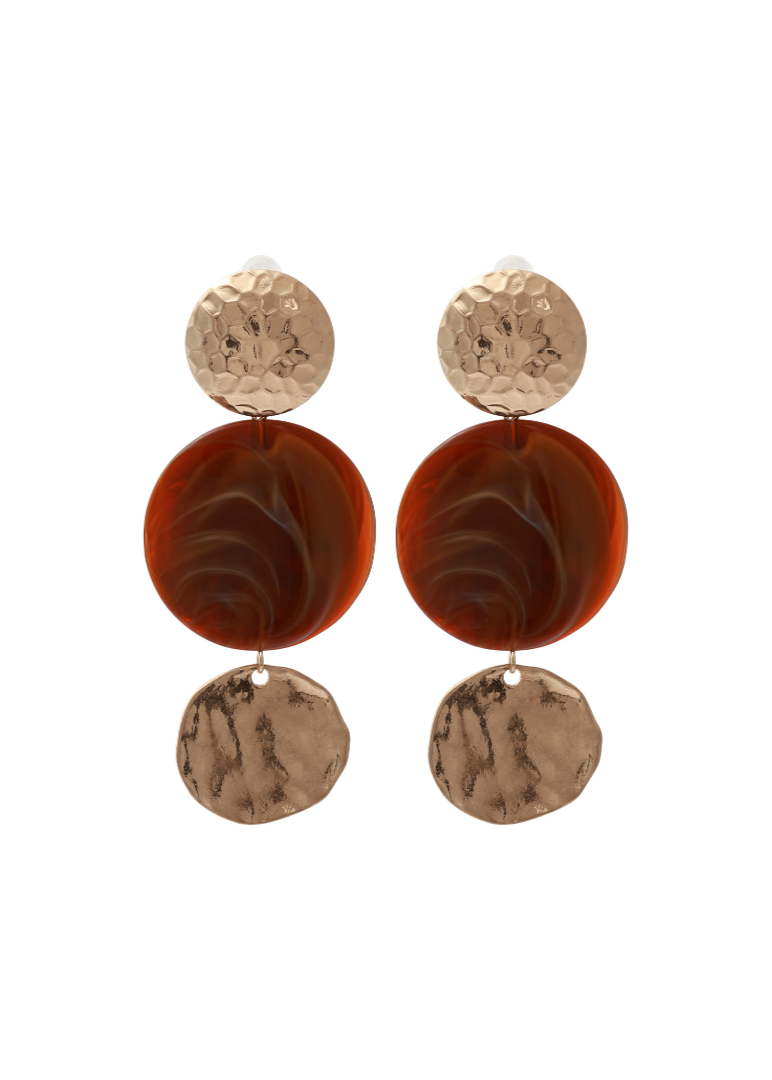 Merx - Hammered Gold & Marbled Bead Drop Earrings