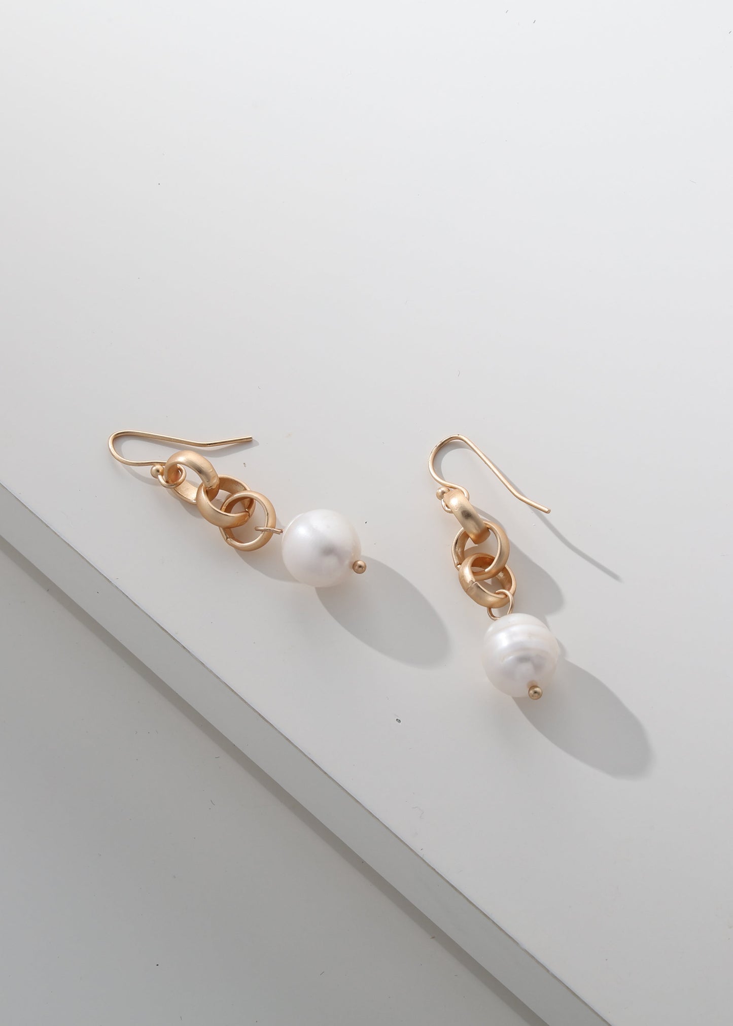 Merx - Gold Chain Link & Pearl Drop Earrings