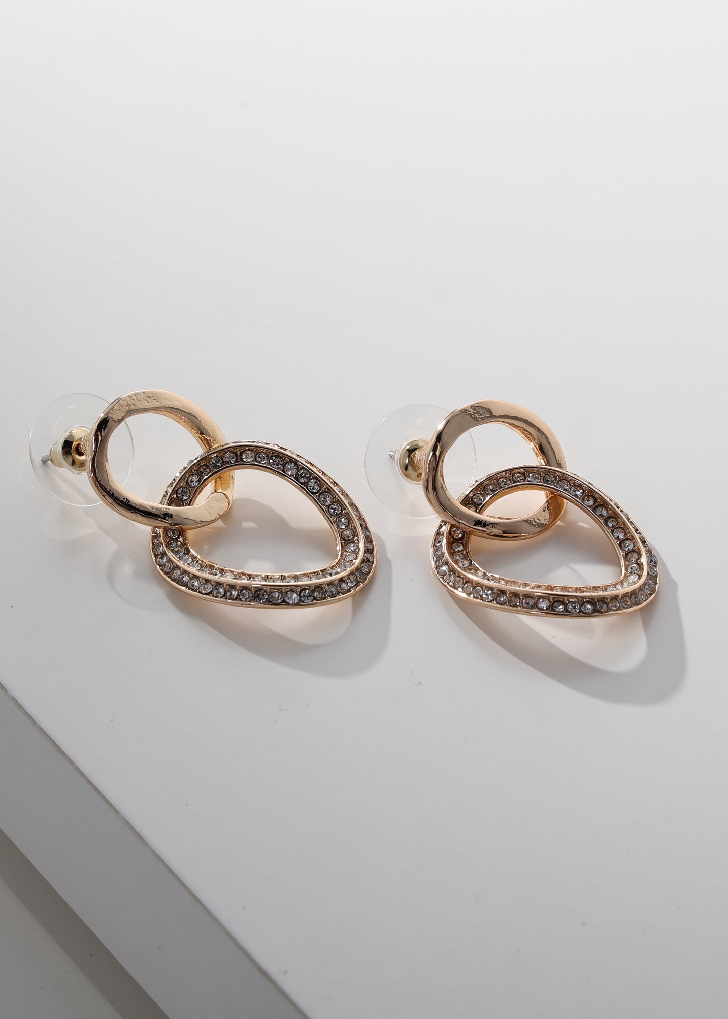 Merx - Pavé Crystal Double Oval Link Drop Earrings