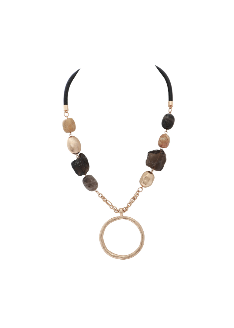 Merx - Stone & Hammered Pendant Necklace