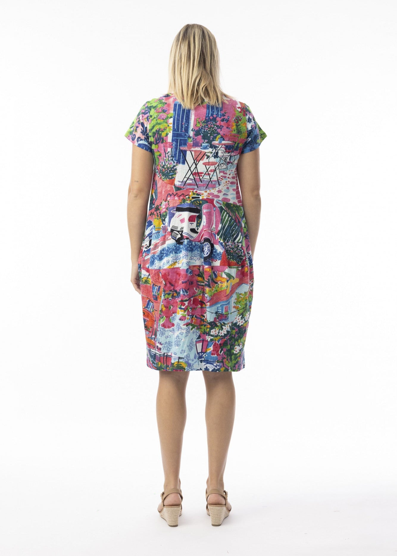 Orientique - Scooter Printed Cotton Dress Bubble Short Sleeve