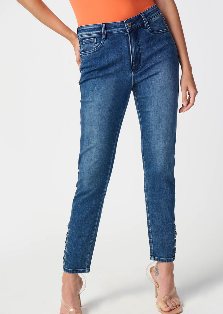 Joseph Ribkoff - Classic Slim Jeans with Embellished Hem