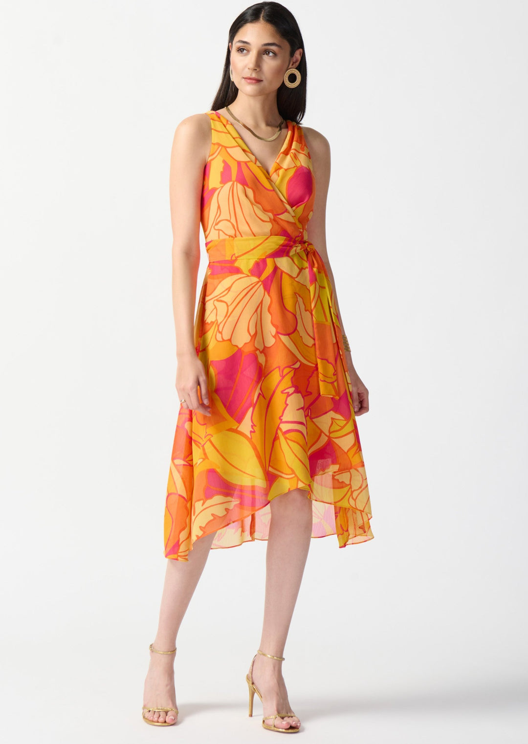 Joseph Ribkoff - Chiffon Tropical Print Fit and Flare Dress
