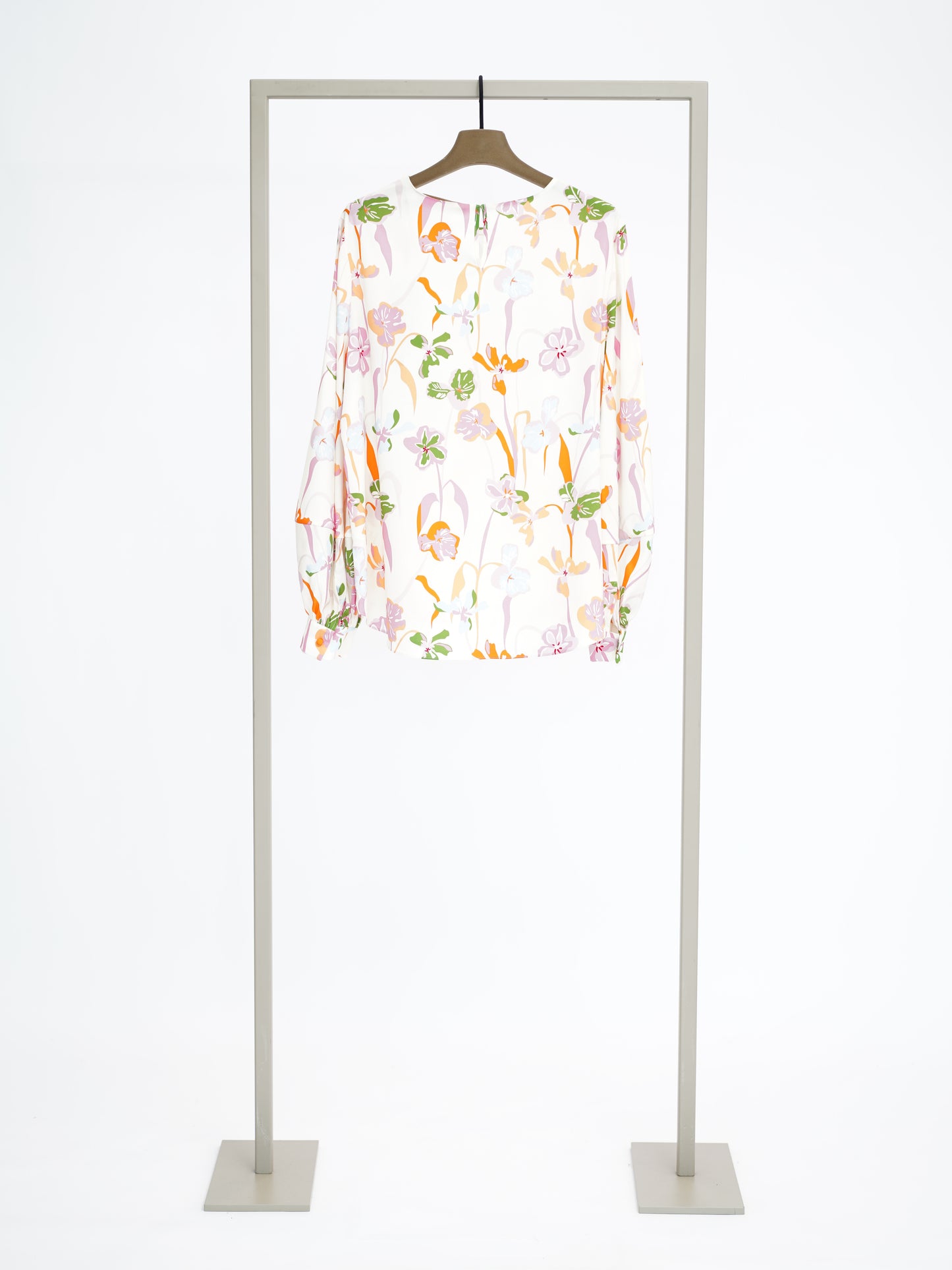 Herzen's - Silk Spring Floral Blouse With Billow Sleeves