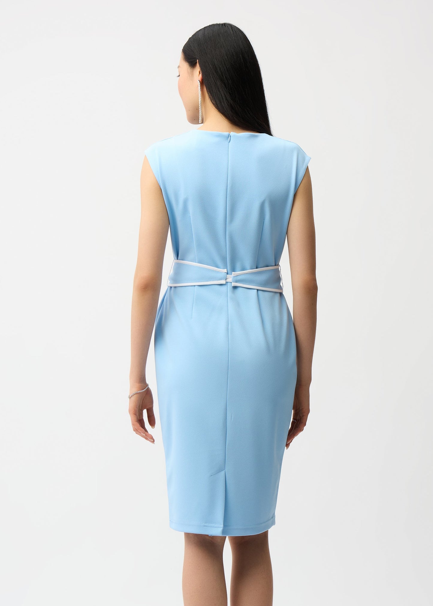 Joseph Ribkoff - Scuba Crepe Sheath Dress With Cowl Neck and Belted Waist