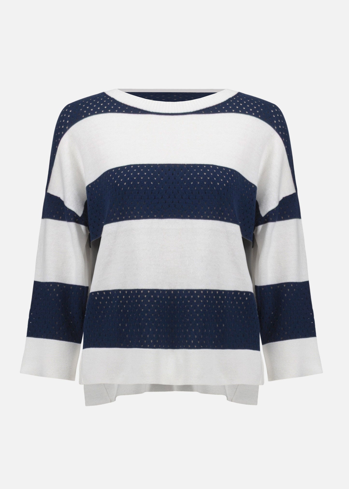 Joseph Ribkoff - Cotton Blend Stripe Print Crewneck Sweater