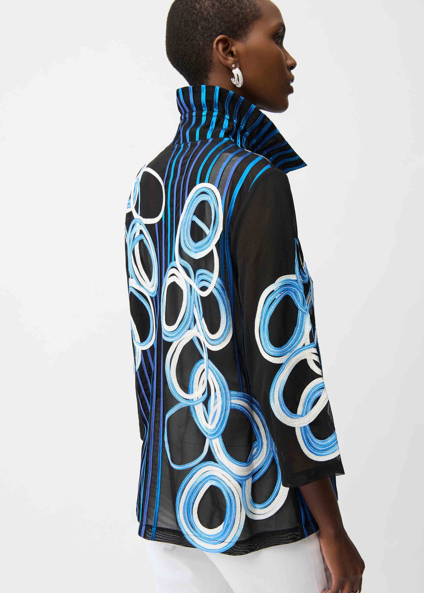 Joseph Ribkoff - Satin And Mesh Soutache Jacket With Bell Sleeves