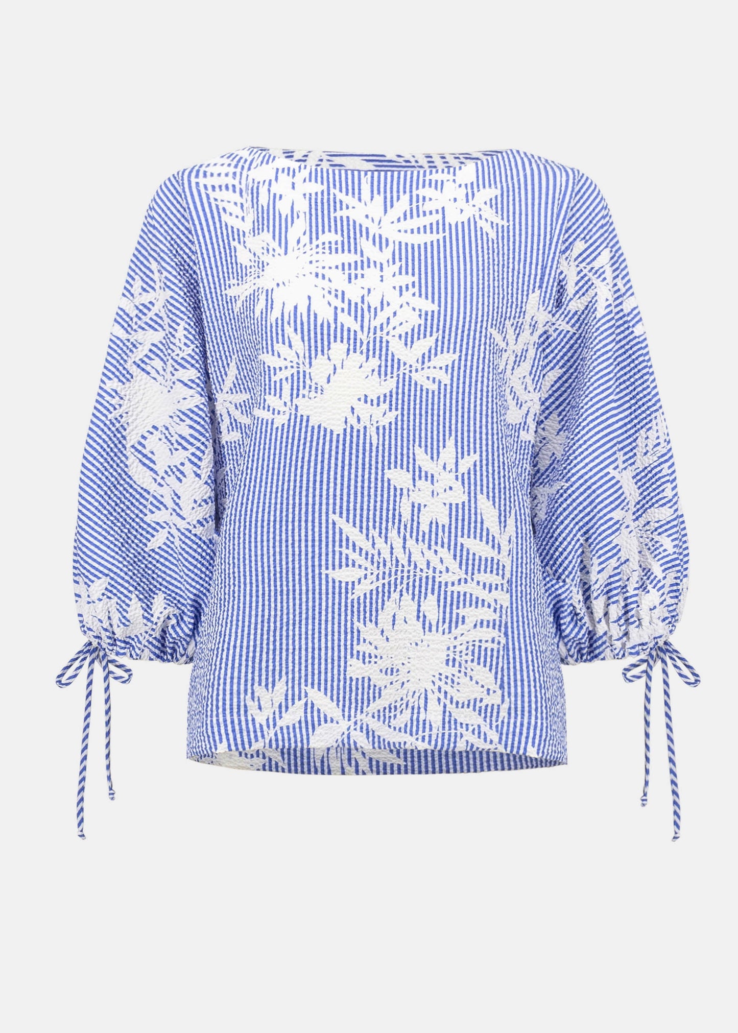 Joseph Ribkoff - Woven Seersucker Floral Print Trapeze Top