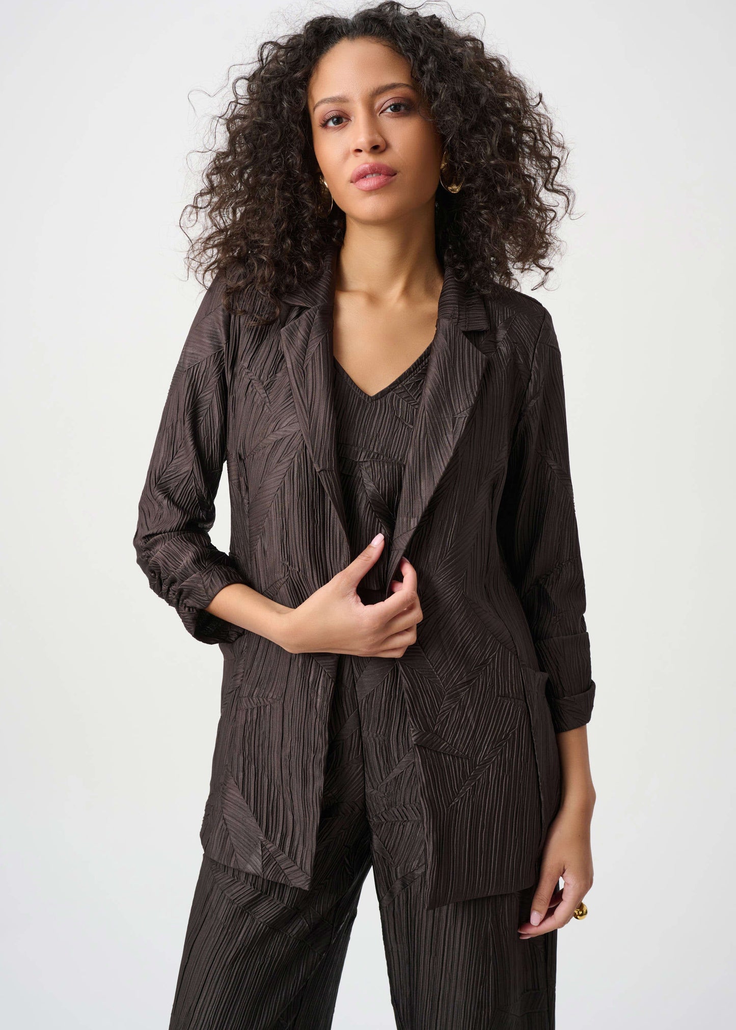 Joseph Ribkoff - Pleated Satin Open Blazer
