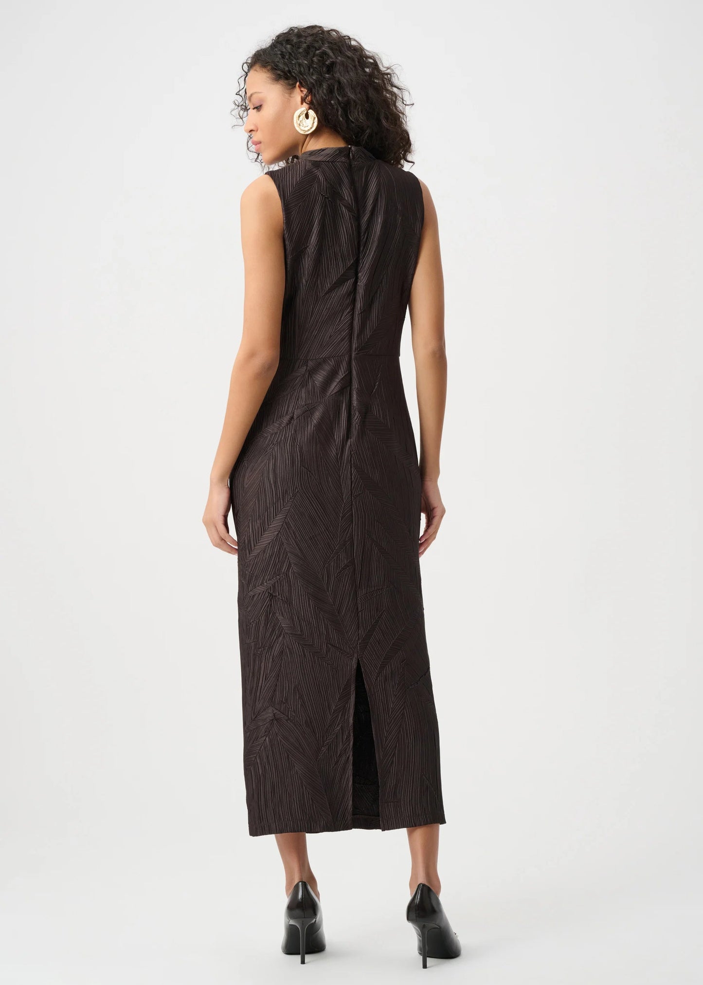 Joseph Ribkoff - Pleated Satin Sleeveless Midi Dress