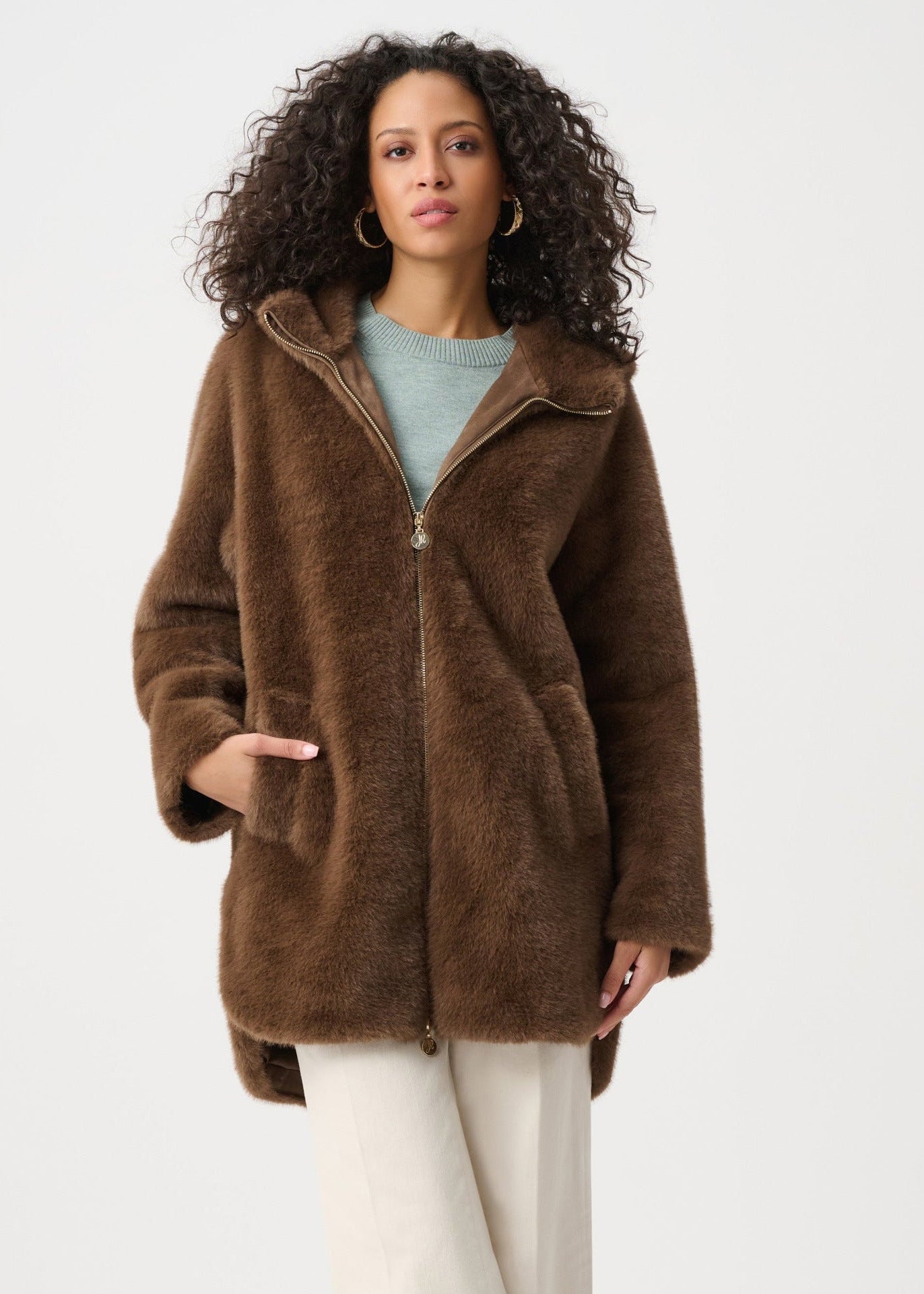 Joseph Ribkoff - Faux Fur Hooded Coat – Shepherd's Fashions