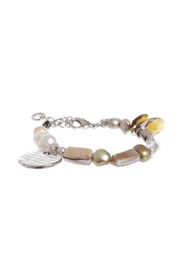Silver-Tone Mixed Pearl Bead Bracelet