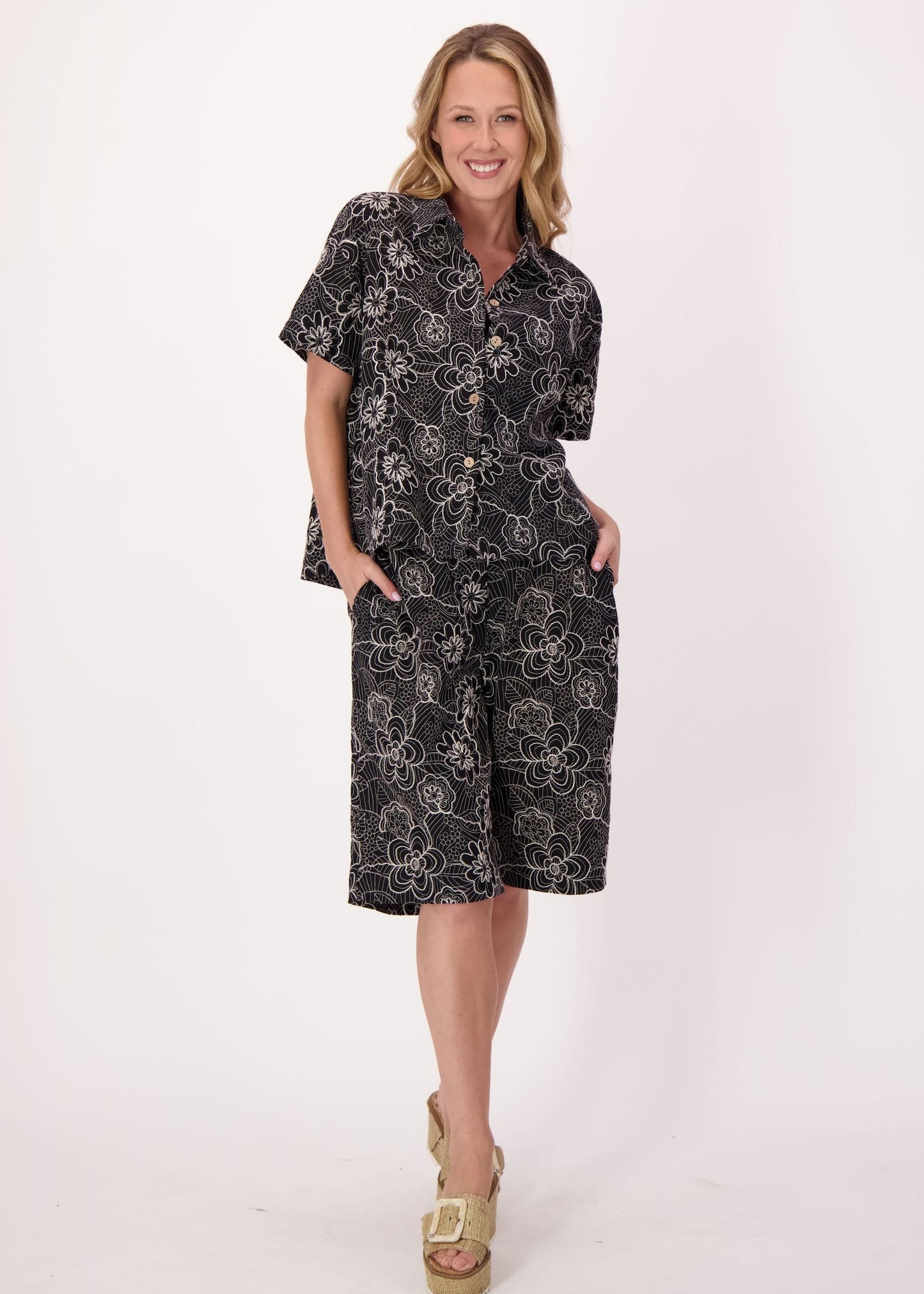 Gabby Isabella - Noir Botanical Embroidered Short - SALE