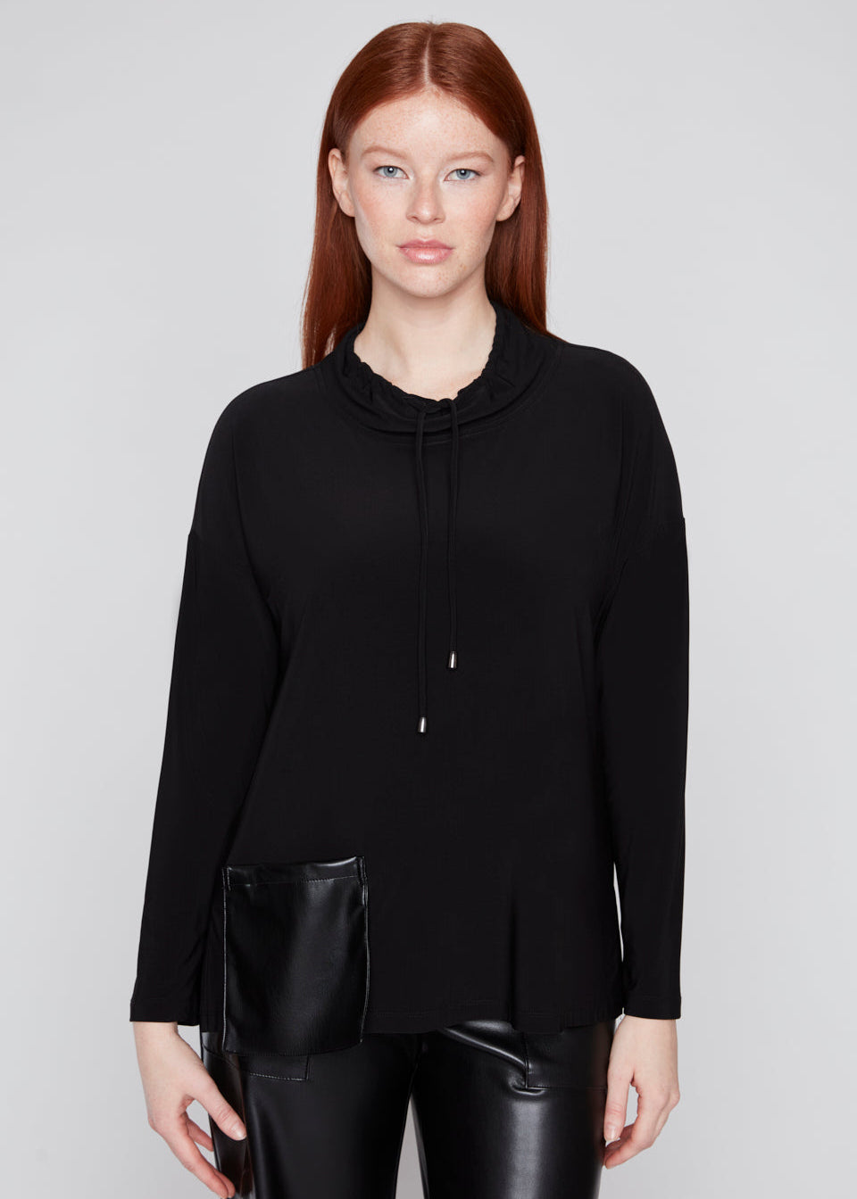 Compli K - Drawstring Cowl Neck Top