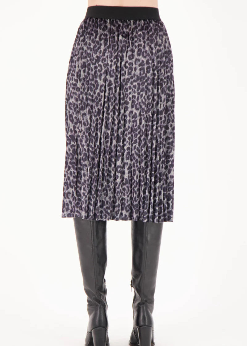 Spanner - Leopard Velour Pleated Skirt - SALE