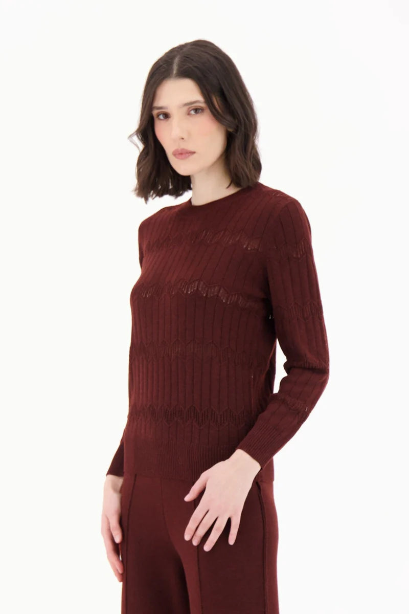 Spanner - Round Neck Intricate Knit Sweater - SALE