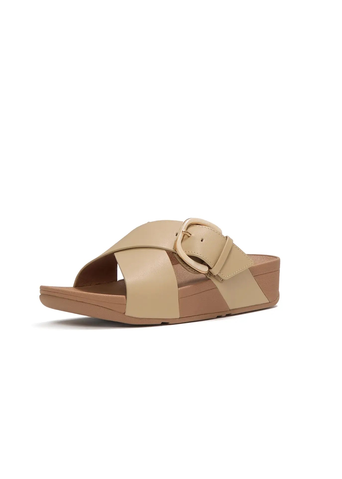 FitFlop - LULU Resin-Buckle Leather Cross Slides