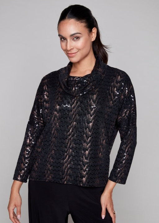 Compli K - Sequin Cowl Neck Pullover - SALE