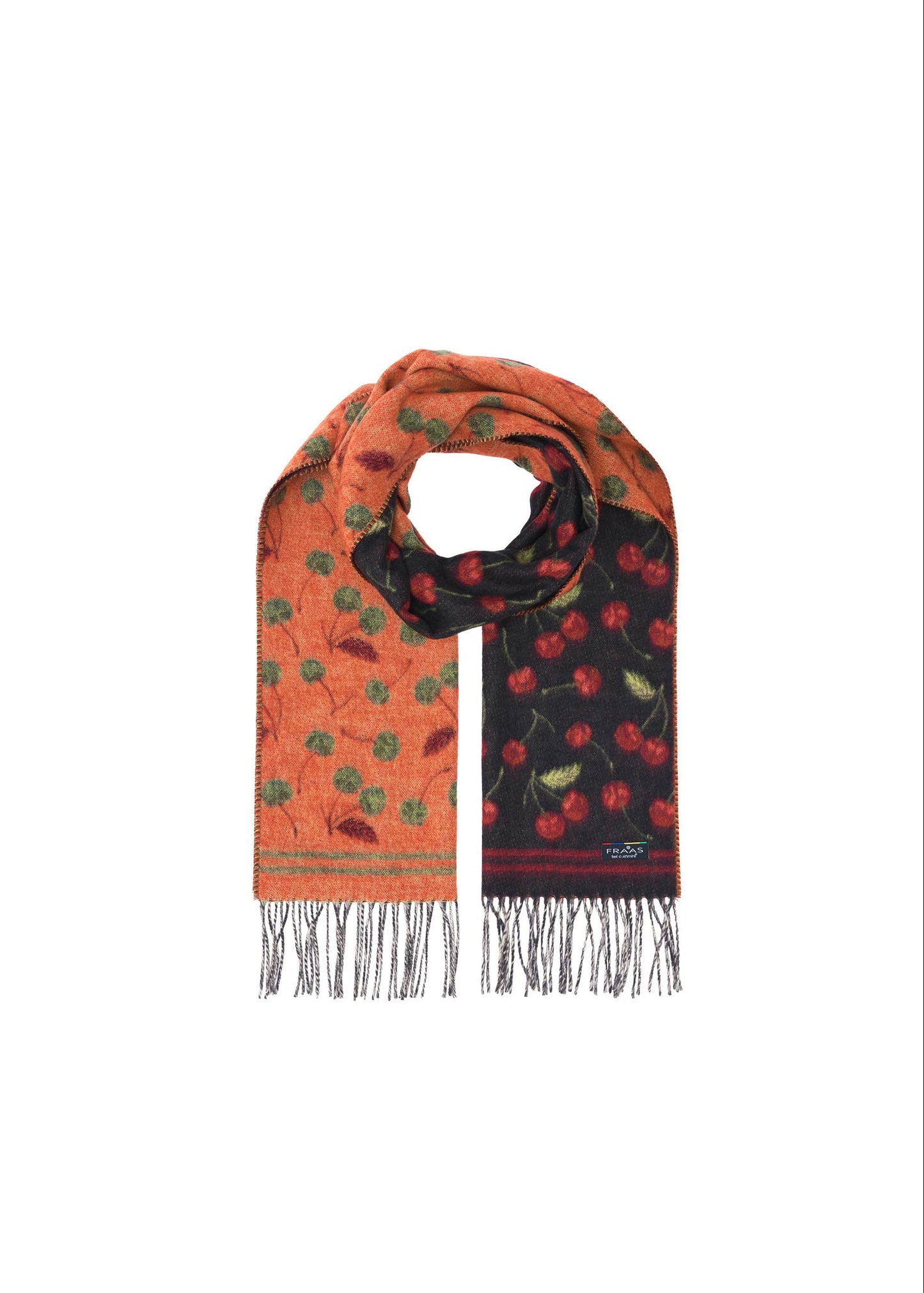 V Fraas - Doublface Cashmink Scarf With Cherry Design