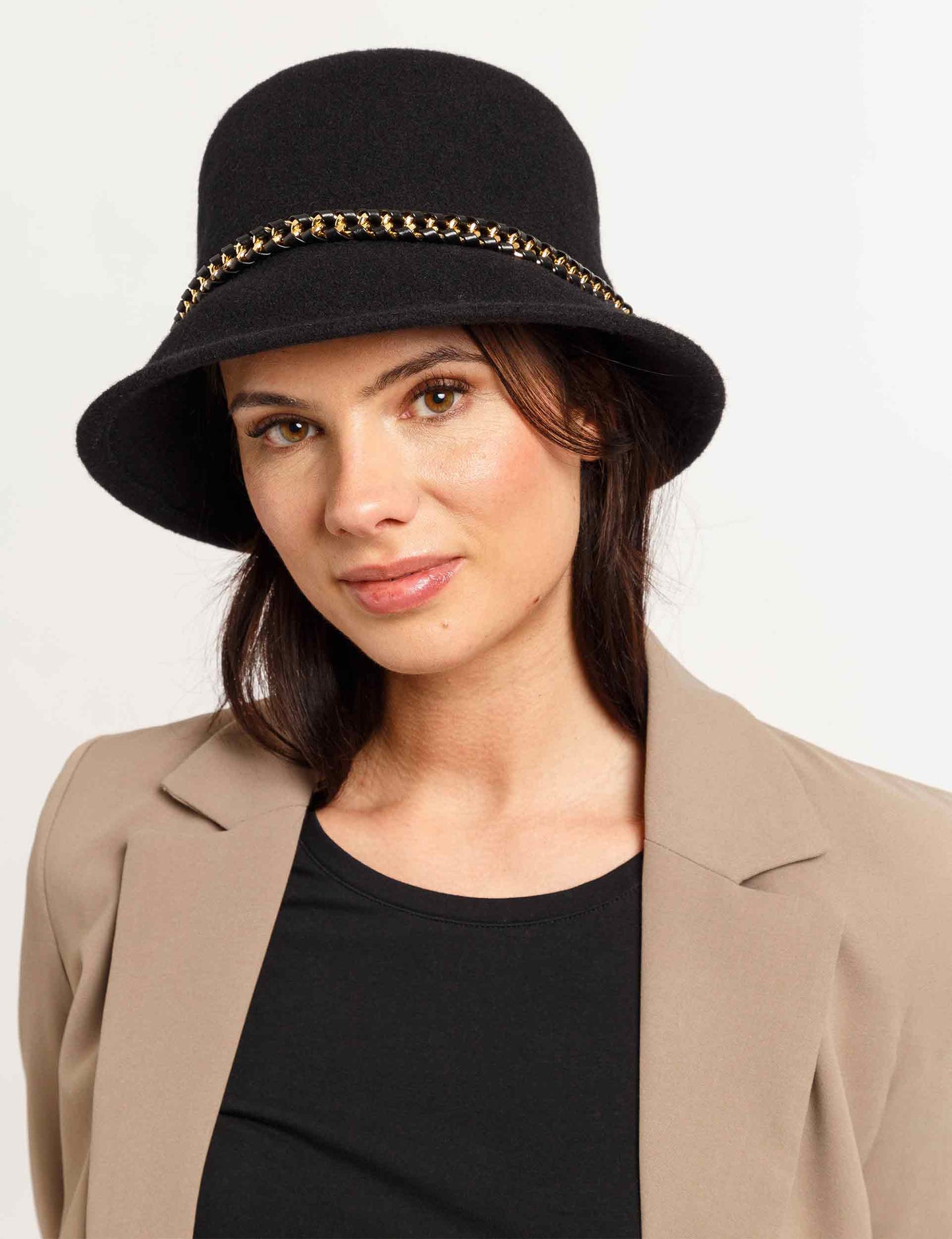 Loevenich - Wool Blend Cloche Hat with Chain Trim