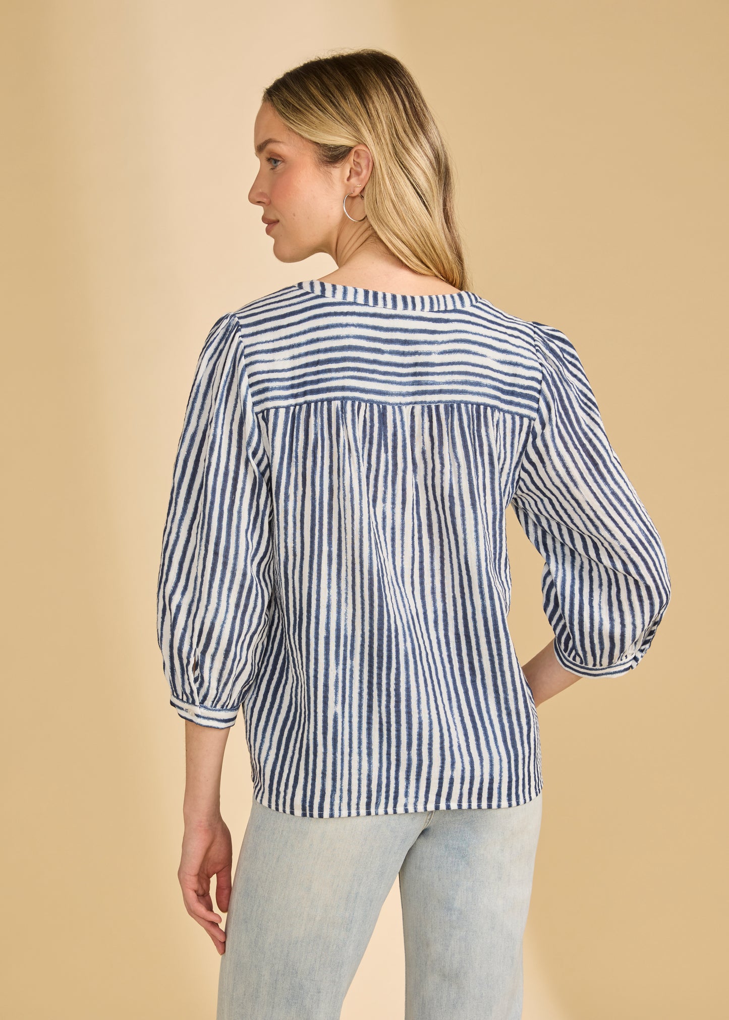 French Dressing Jeans - Stripe Popover Blouse
