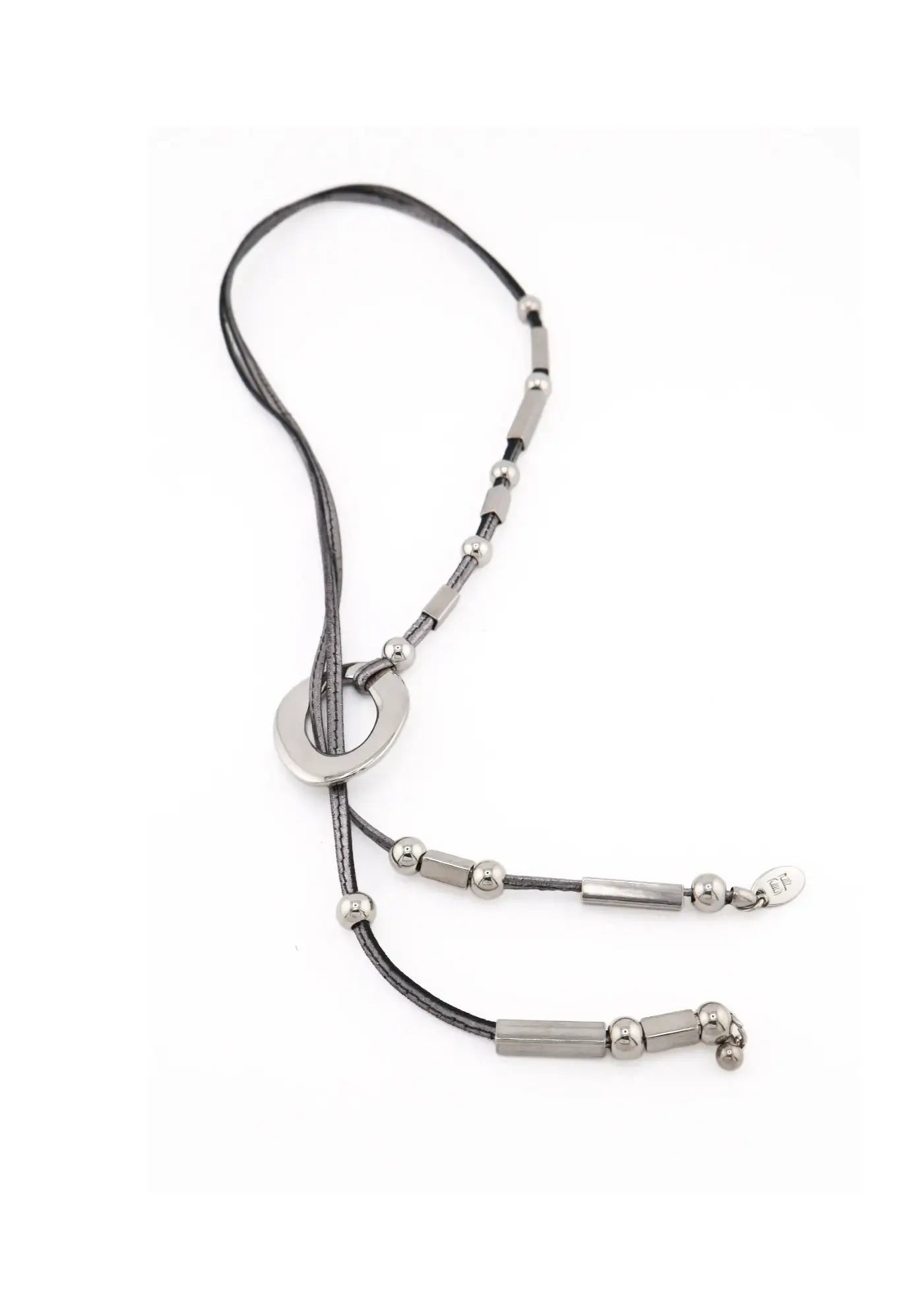 Design Fixation - Silver Metal Convertible Long/Short Necklace