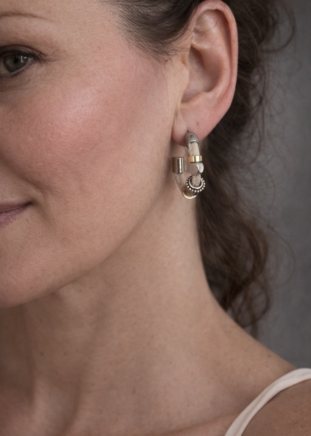 Design Fixation - Small Hoop Cube Earrings Mixed Metal