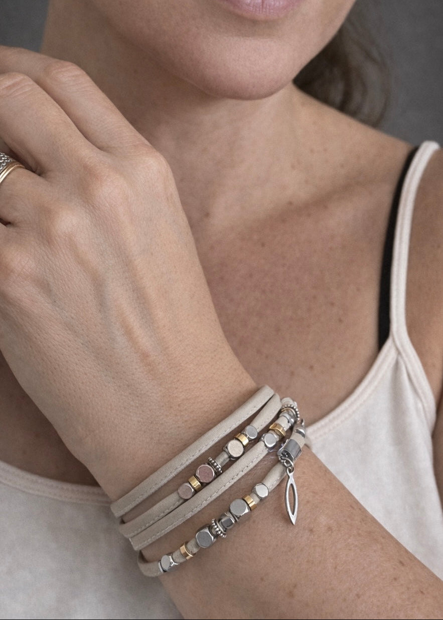 Design Fixation - Double Cube Coil Bracelet Mixed Metal