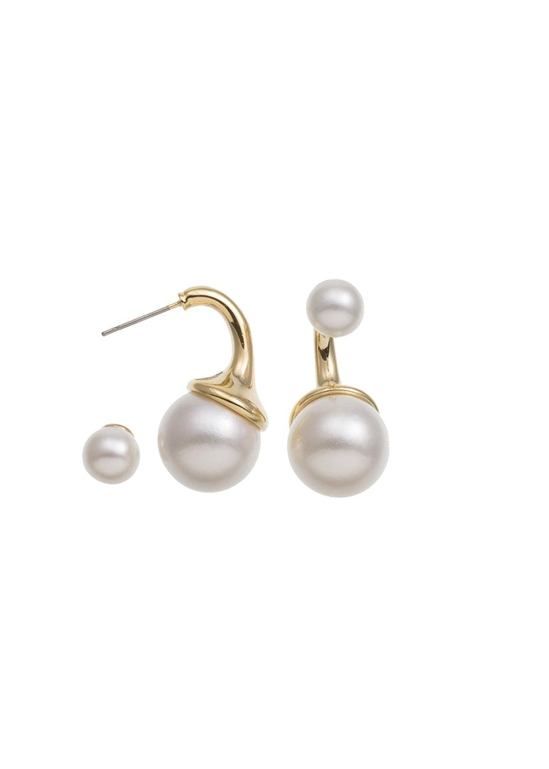 Merx - Double Pearl Ear Jacket Earrings