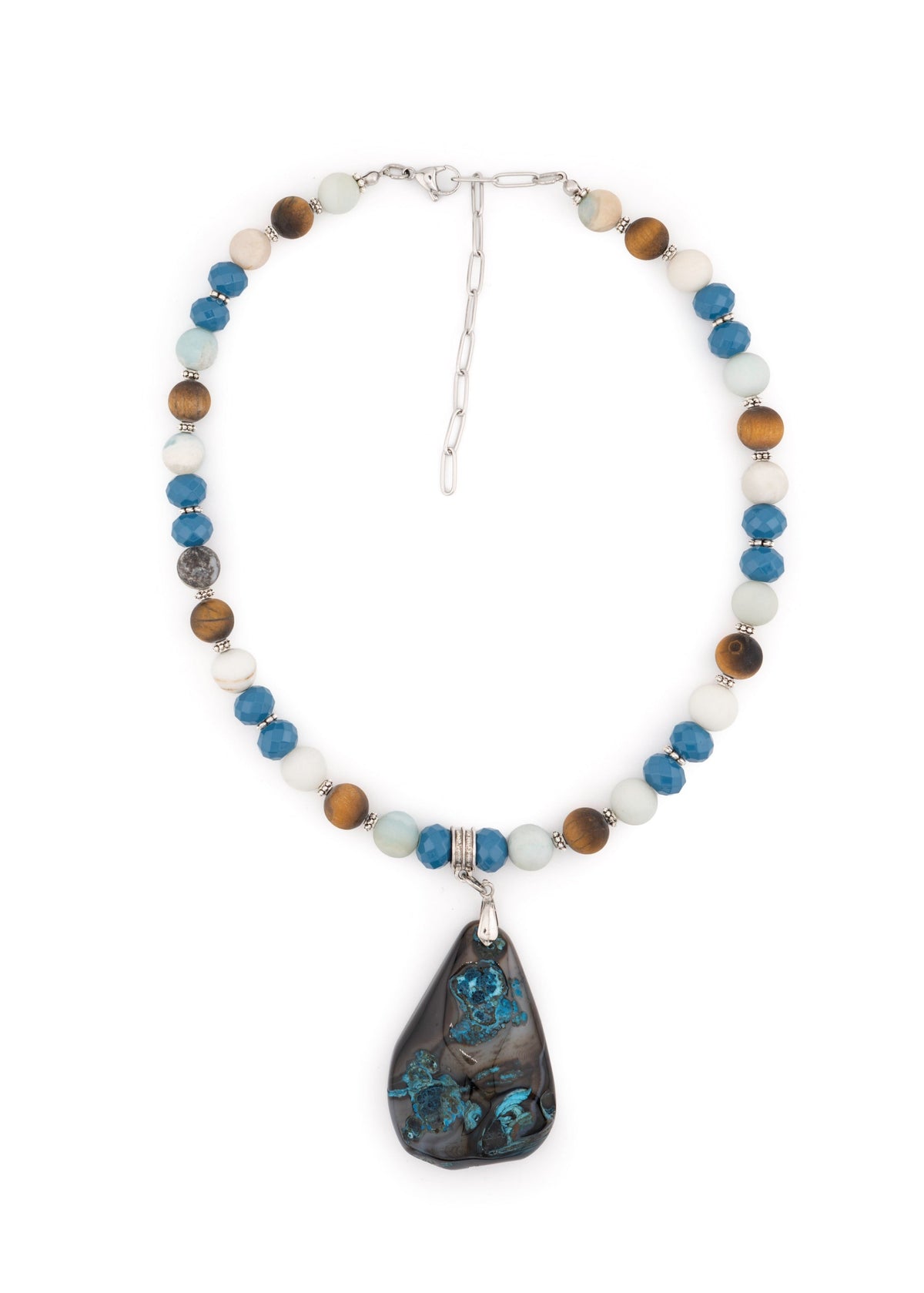 Teardrop Pendant Mixed Bead Necklace