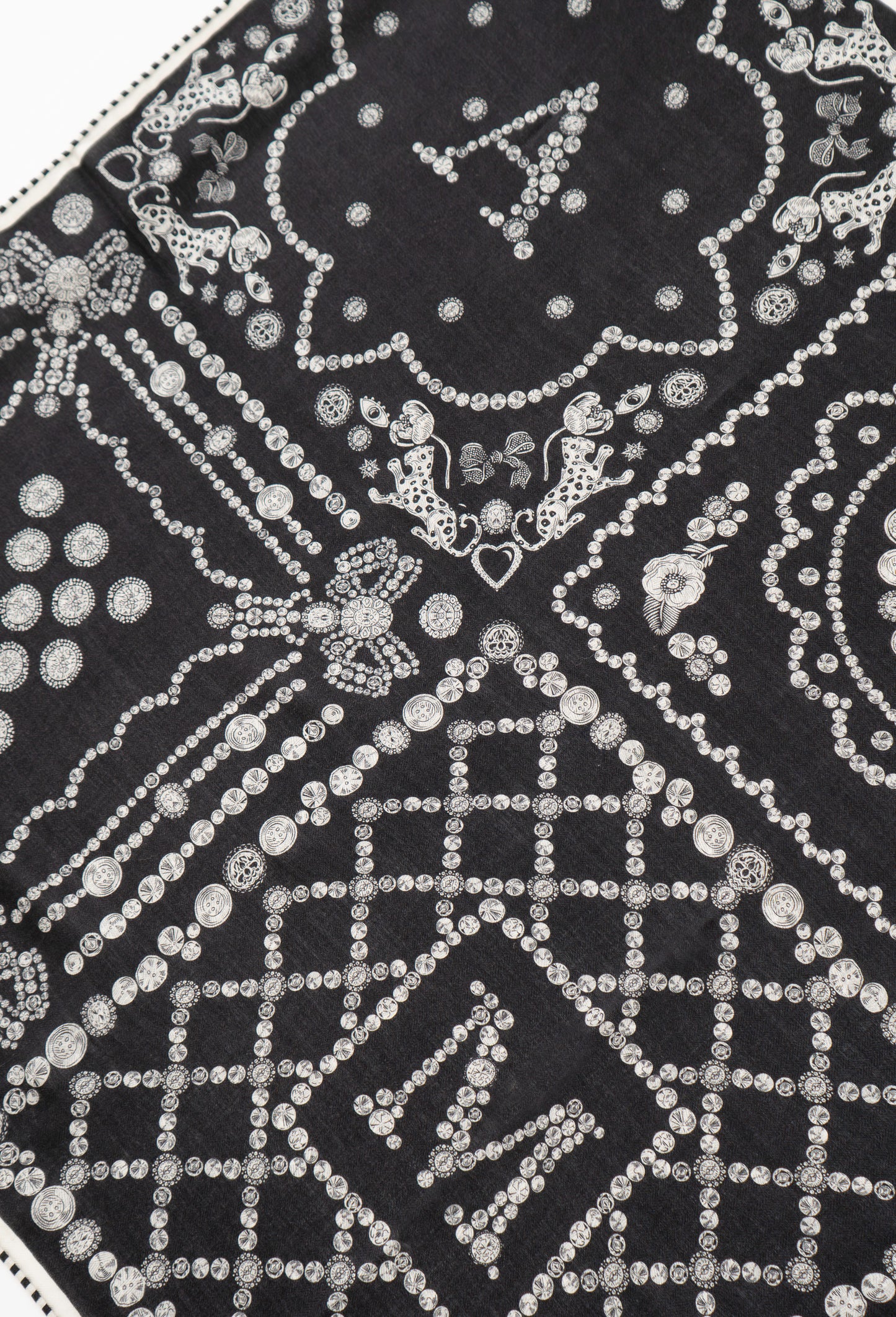 Tom & Eva - Monogram Rhinestone Wool Blend Scarf