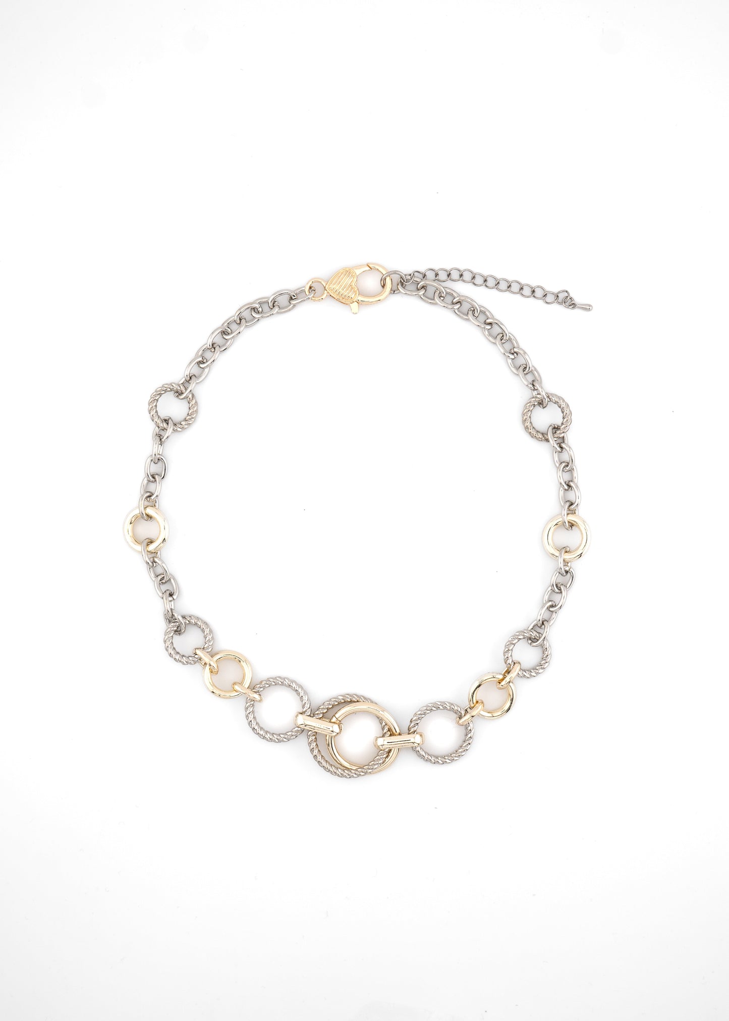 Mixed Metal Circle Chain Necklace