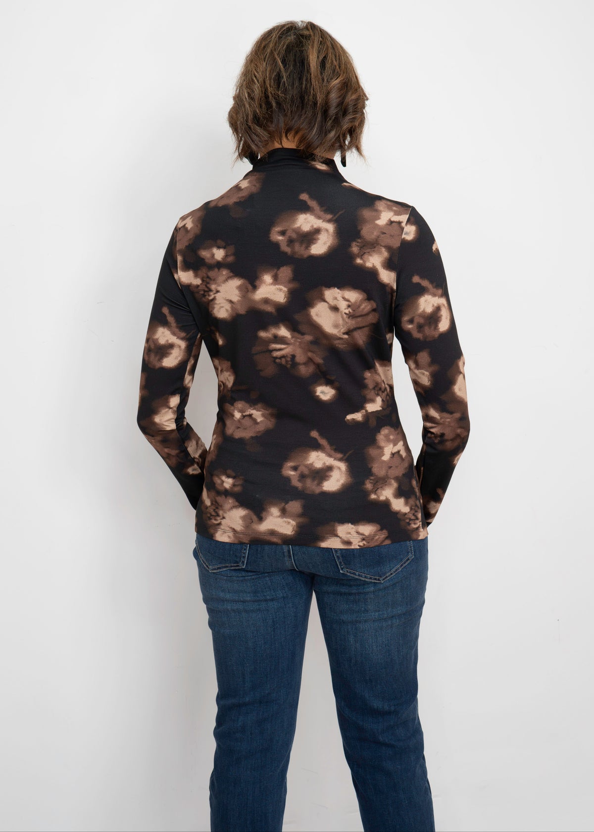 Yest - Wilna Abstract Print Mock-Neck Top