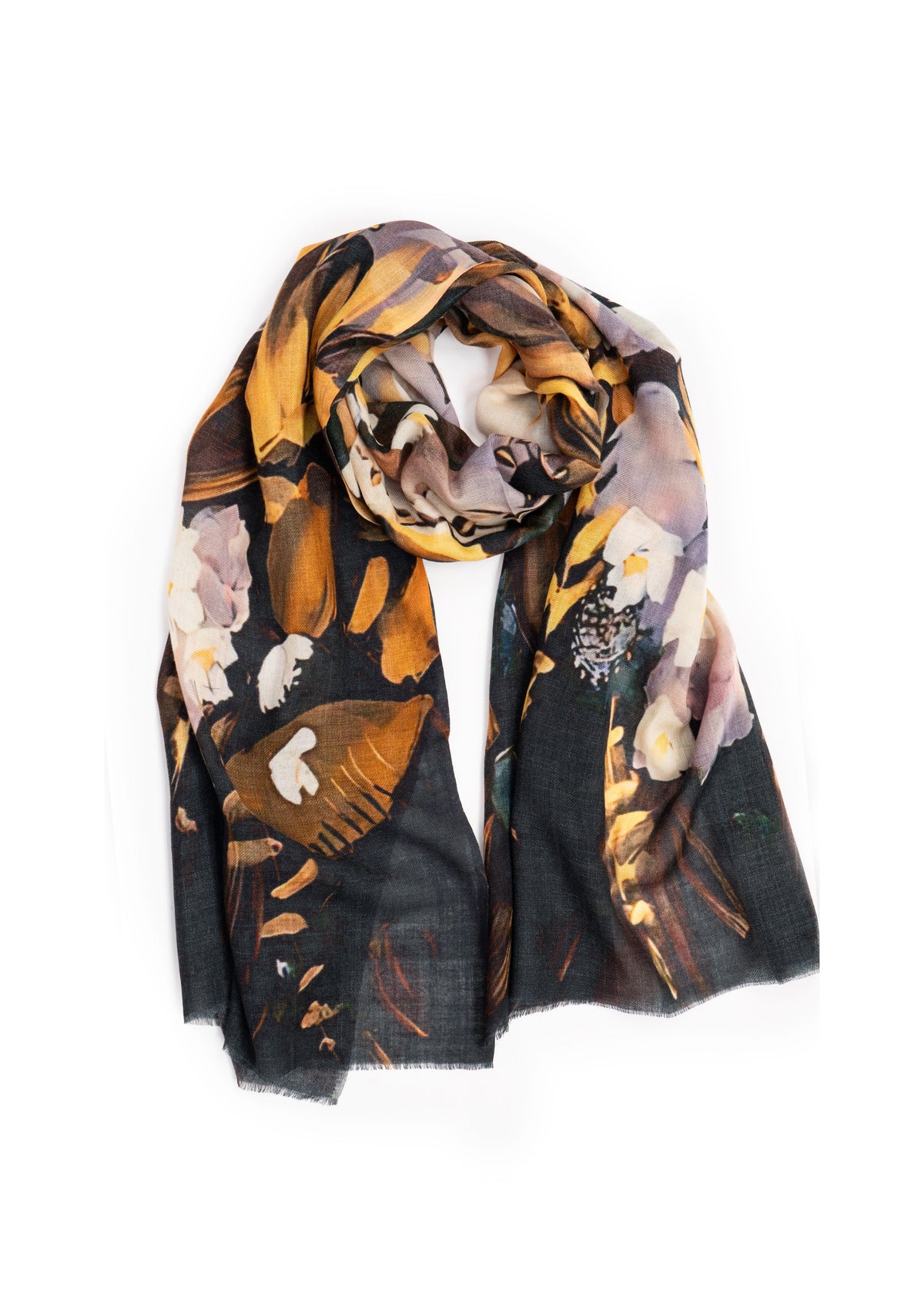 Painted Petals Merino Wool Scarf