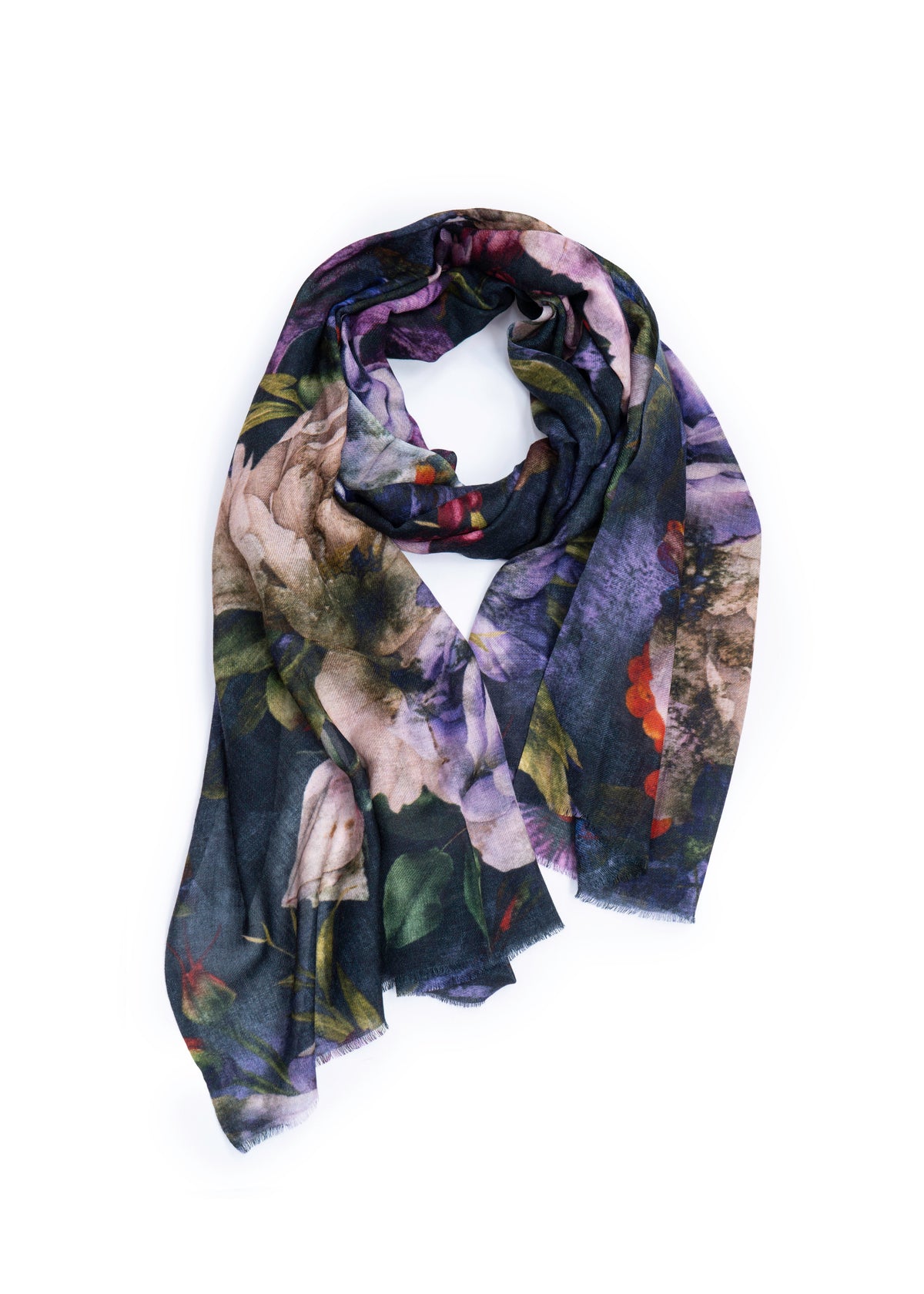Midnight Bouquet Merino Wool Scarf