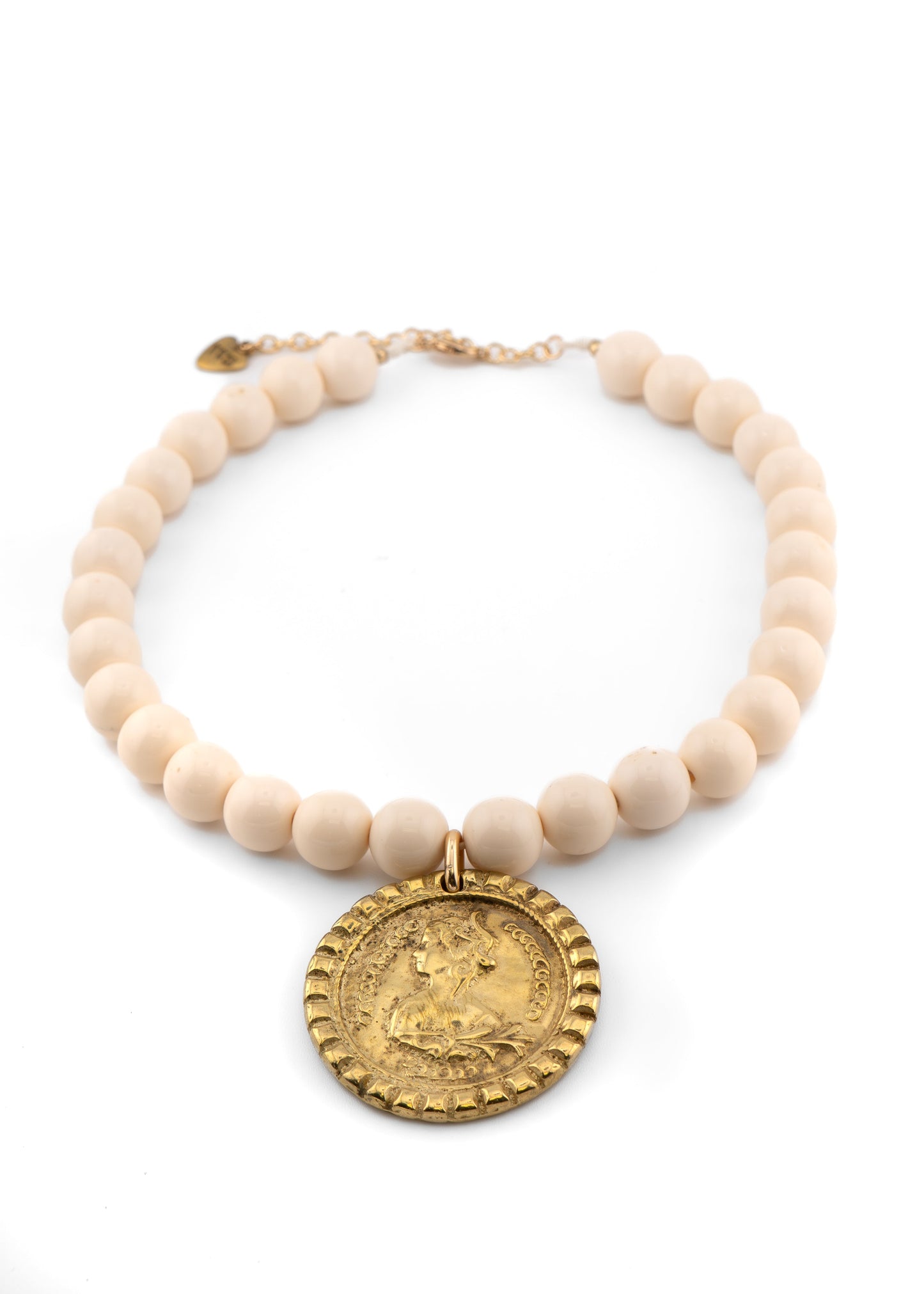 CCB - Vintage Coin Necklace with Natural Beads