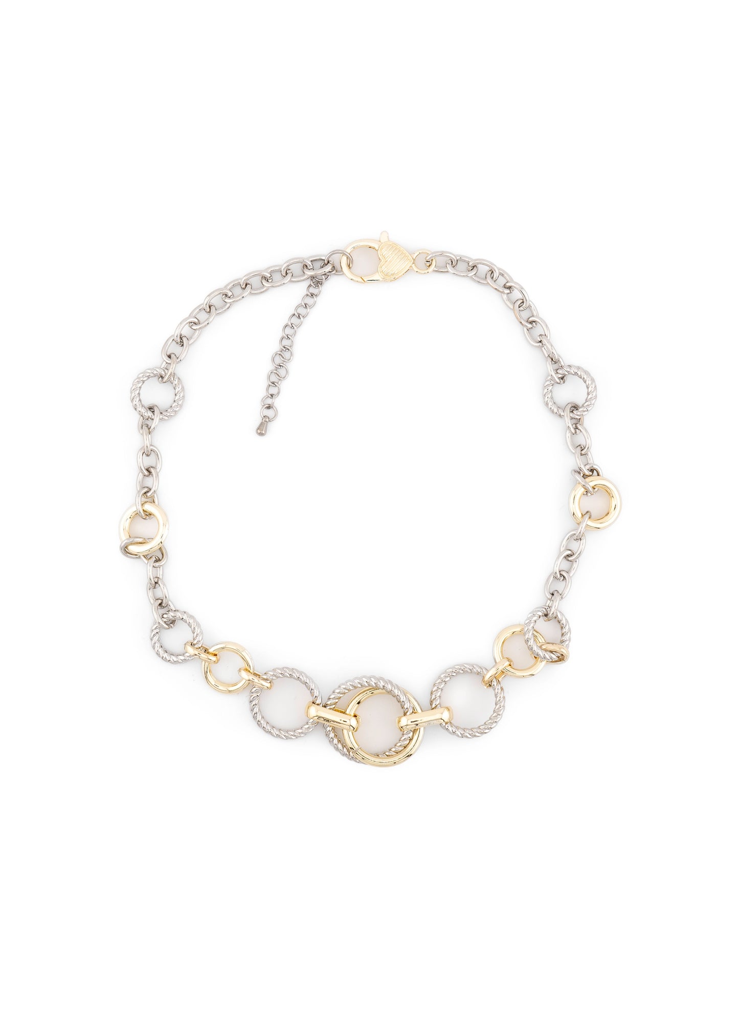 Mixed Metal Circle Chain Necklace