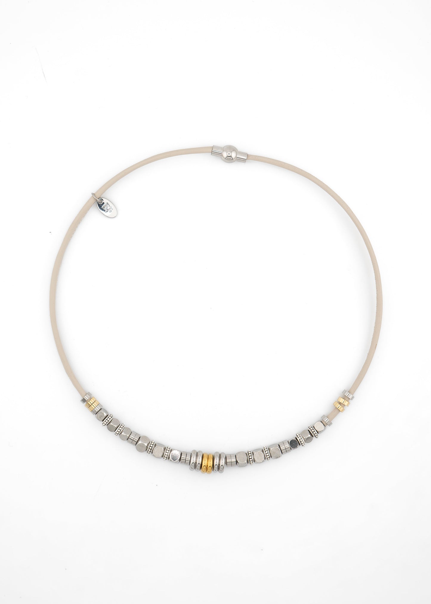 Design Fixation - Cube Rib Coil Necklace Collar Edit Mixed Metal