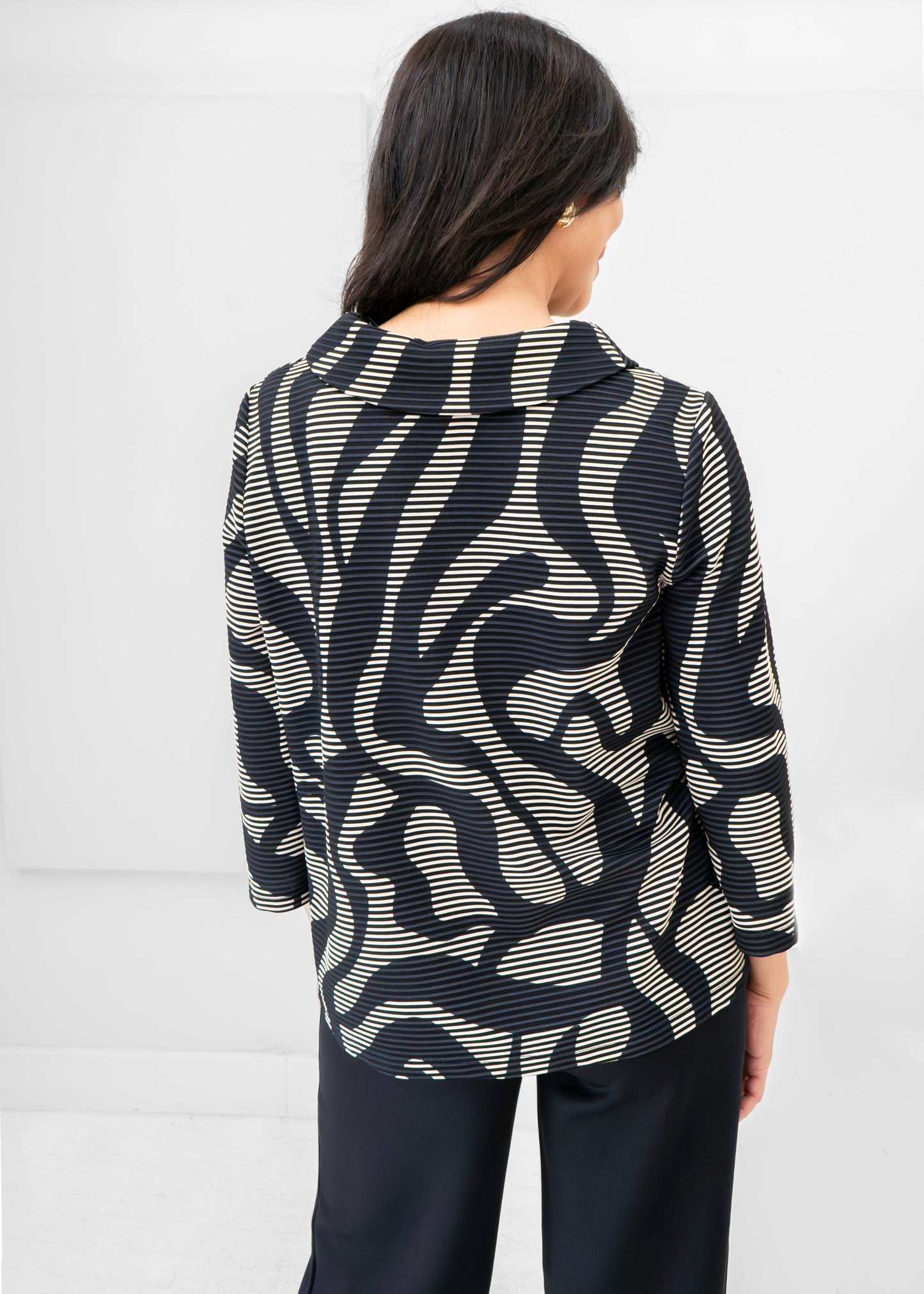 Compli K - Cowl Neck Abstract Print Top - SALE