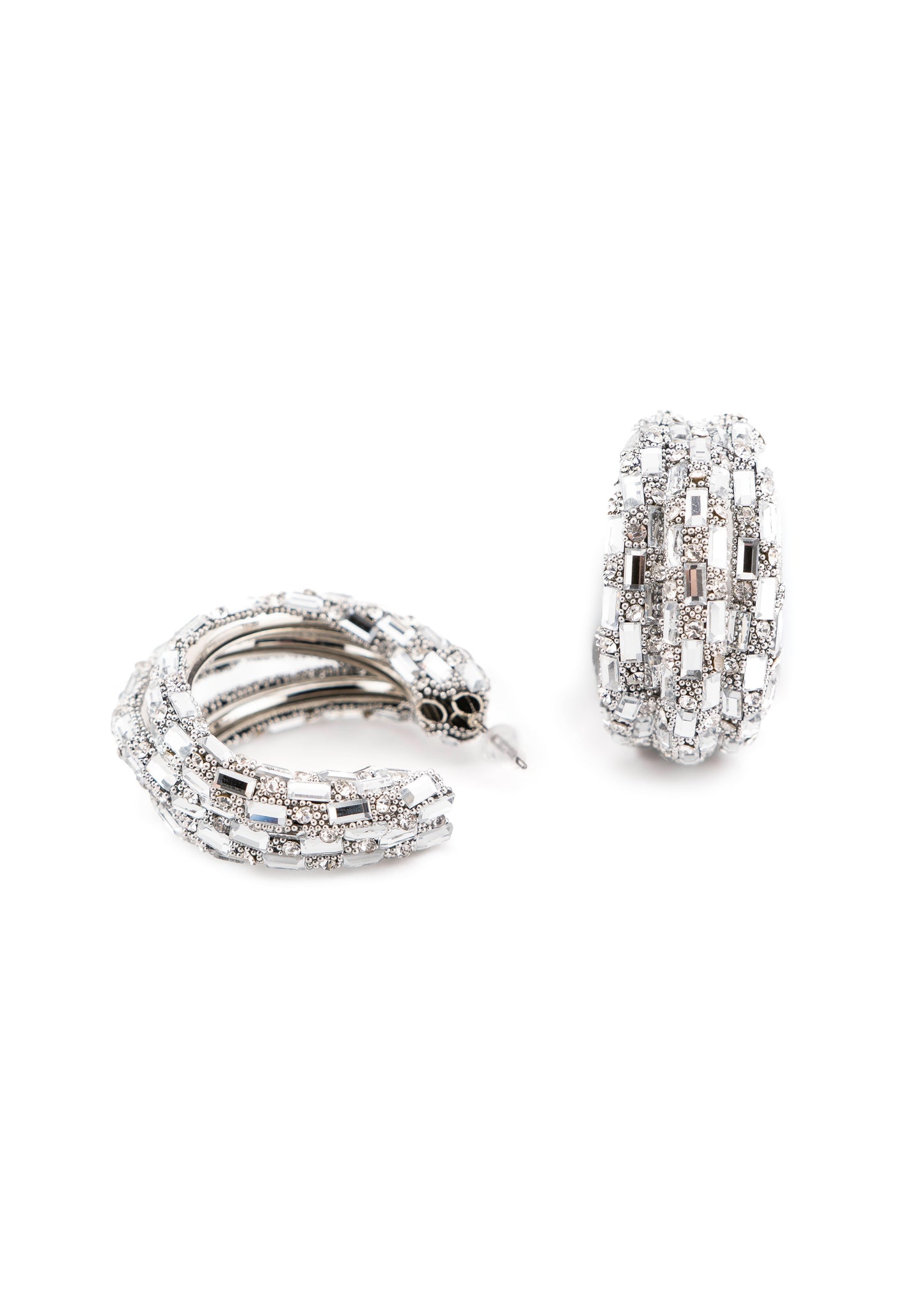 Wide Crystal Hoop Earrings