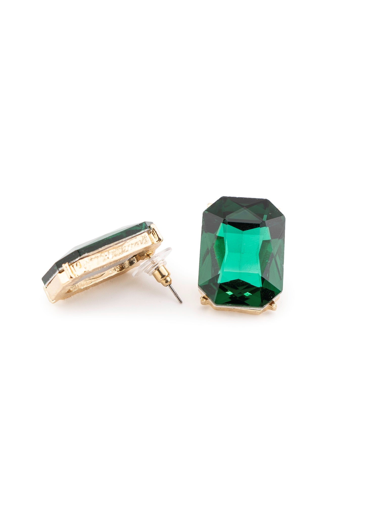 Emerald-Cut Crystal Stud Earrings