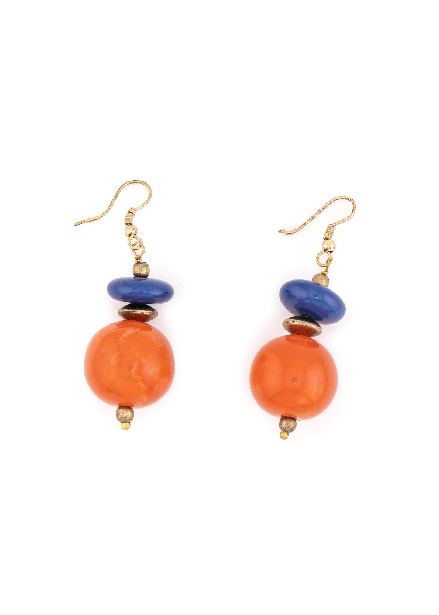 Orange & Purple Bead Drop Earrings