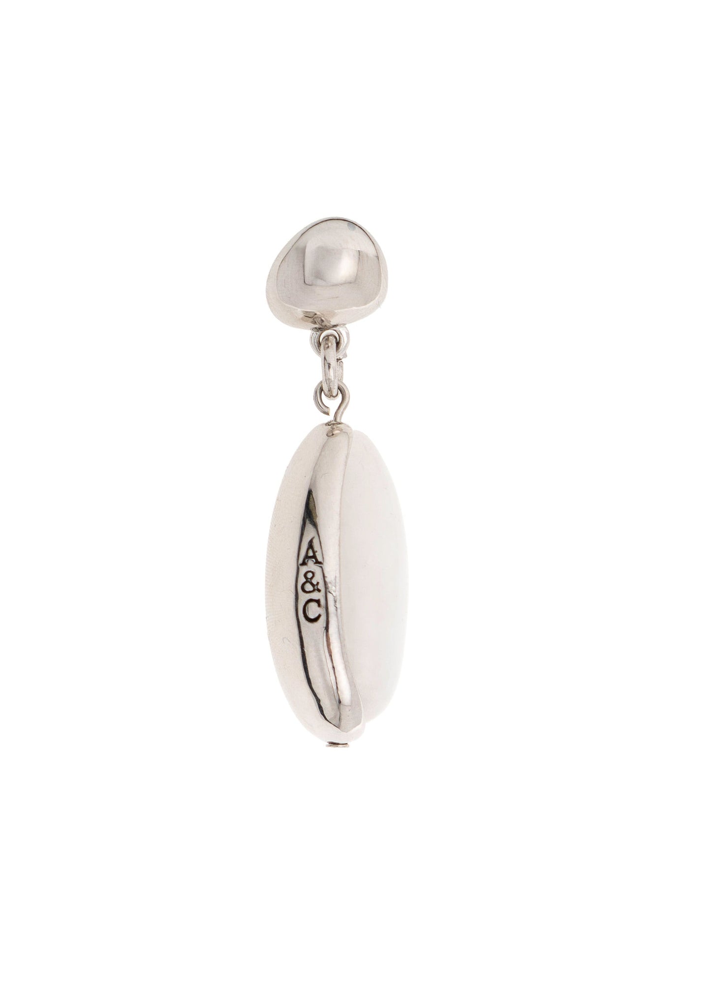 Silver-Tone White Stone Oval Drop Earrings