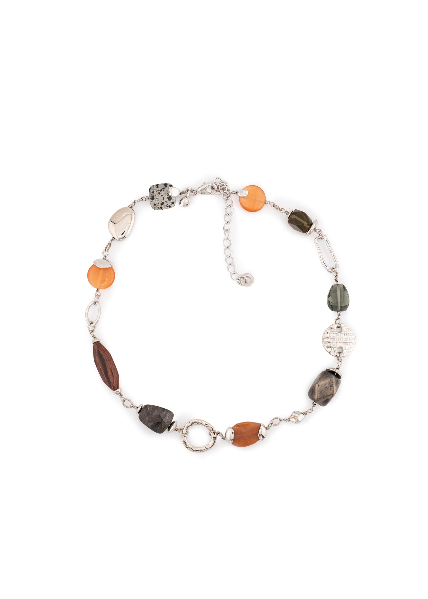 Silver-Tone Earth Stone Chain Necklace