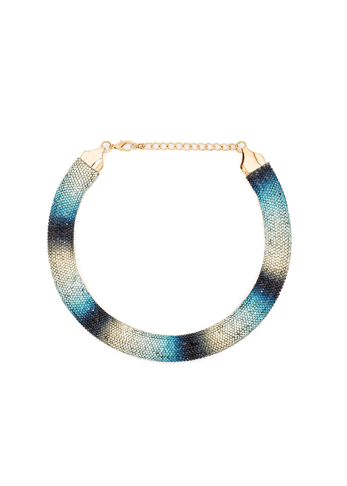 Blue Multi Crystal Bib Necklace