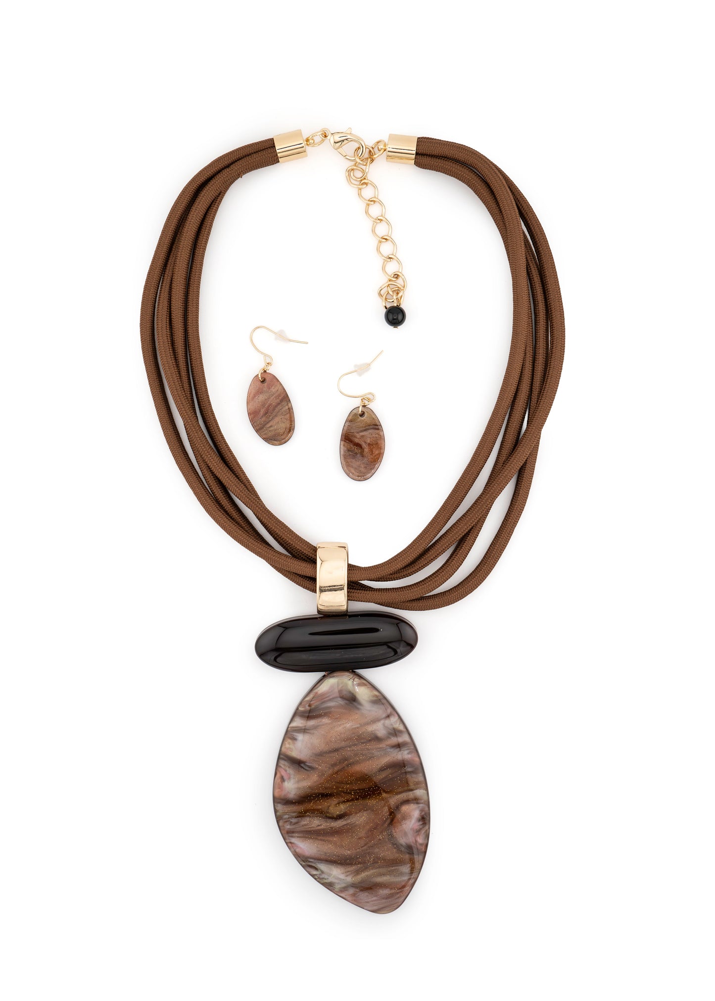 Brown Multi Strand Statement Jewellery Set
