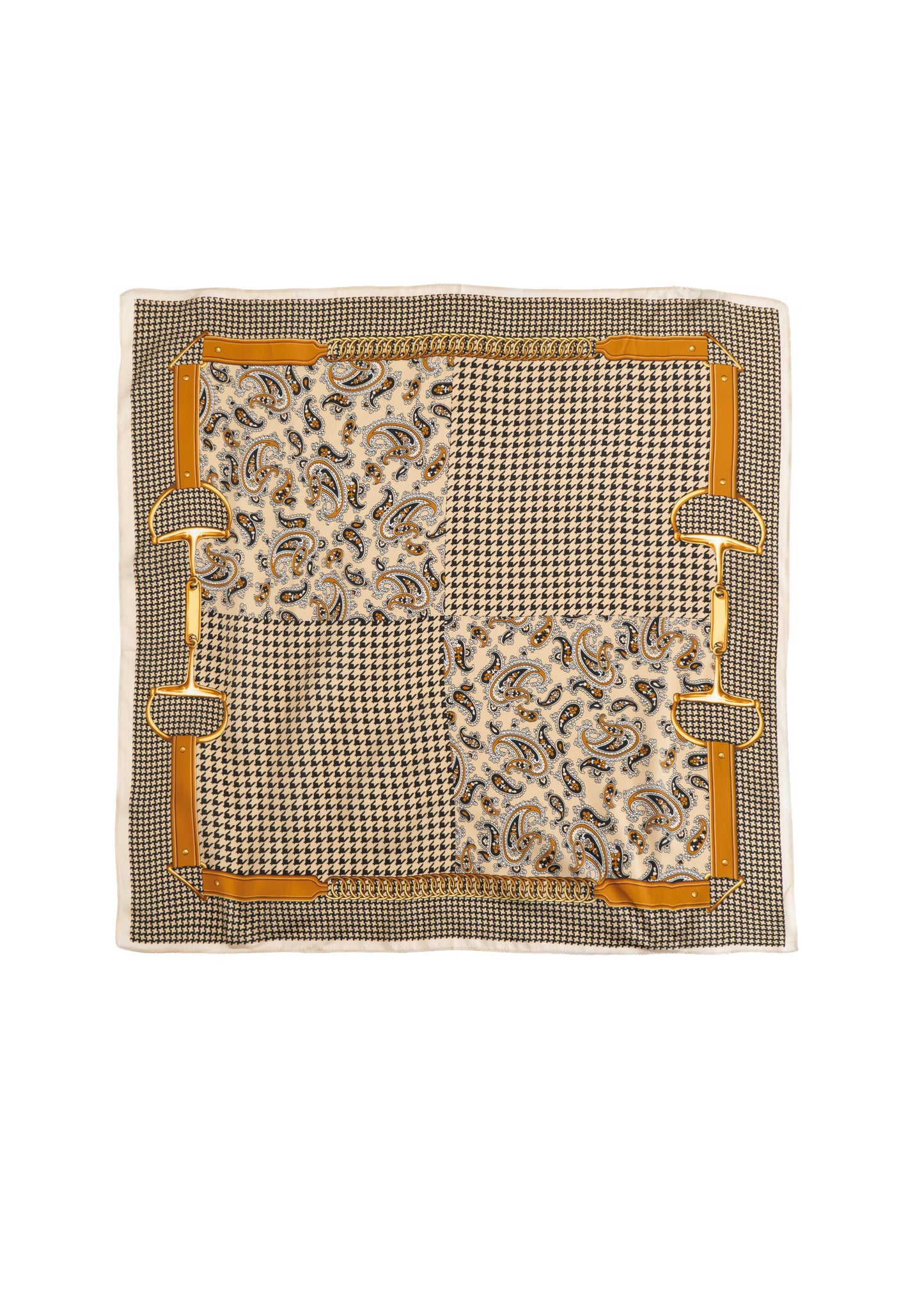Tom & Eva - Paisley & Houndstooth Square Silk Scarf