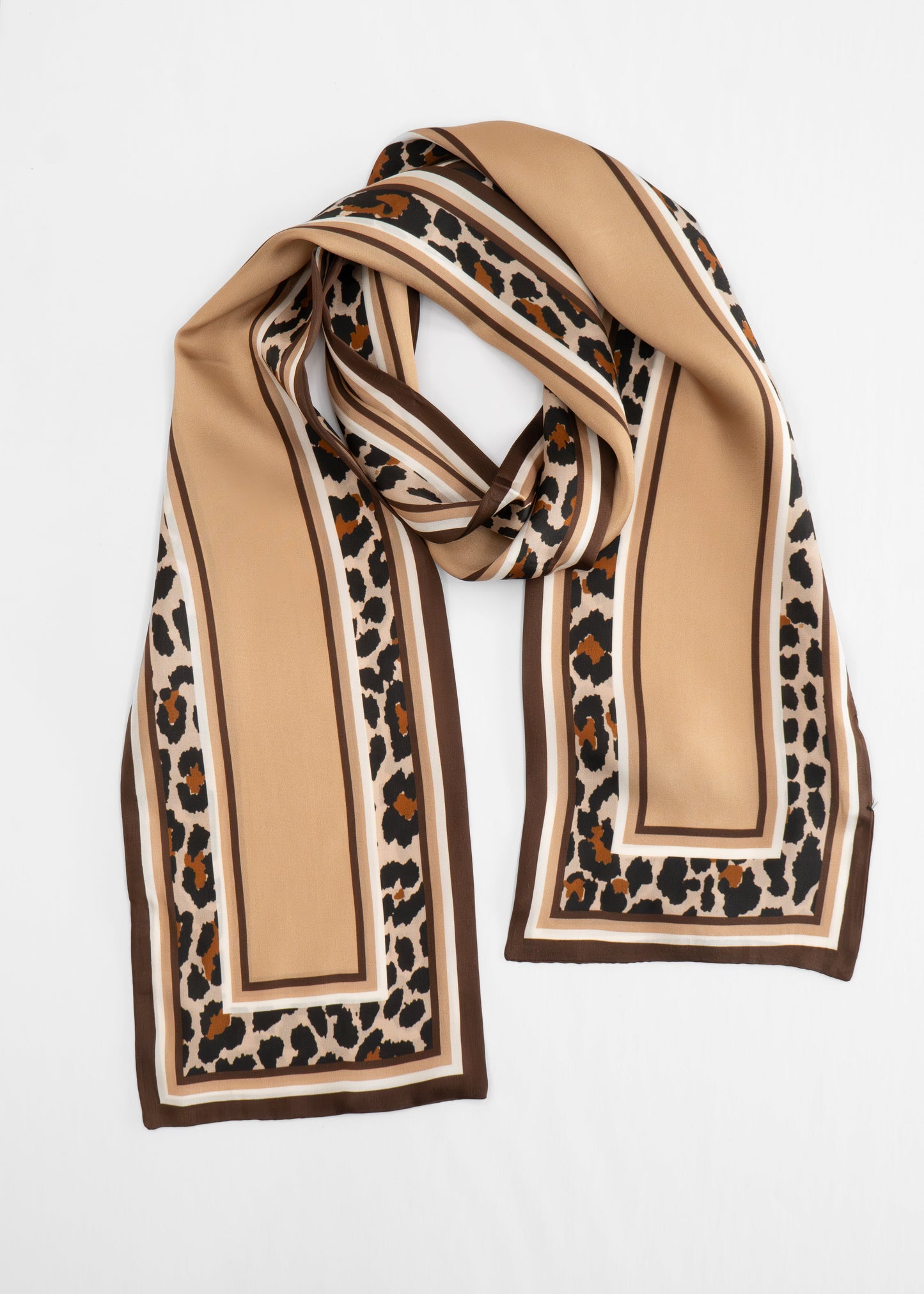 Tom & Eva - Leopard Border Long Silk Scarf