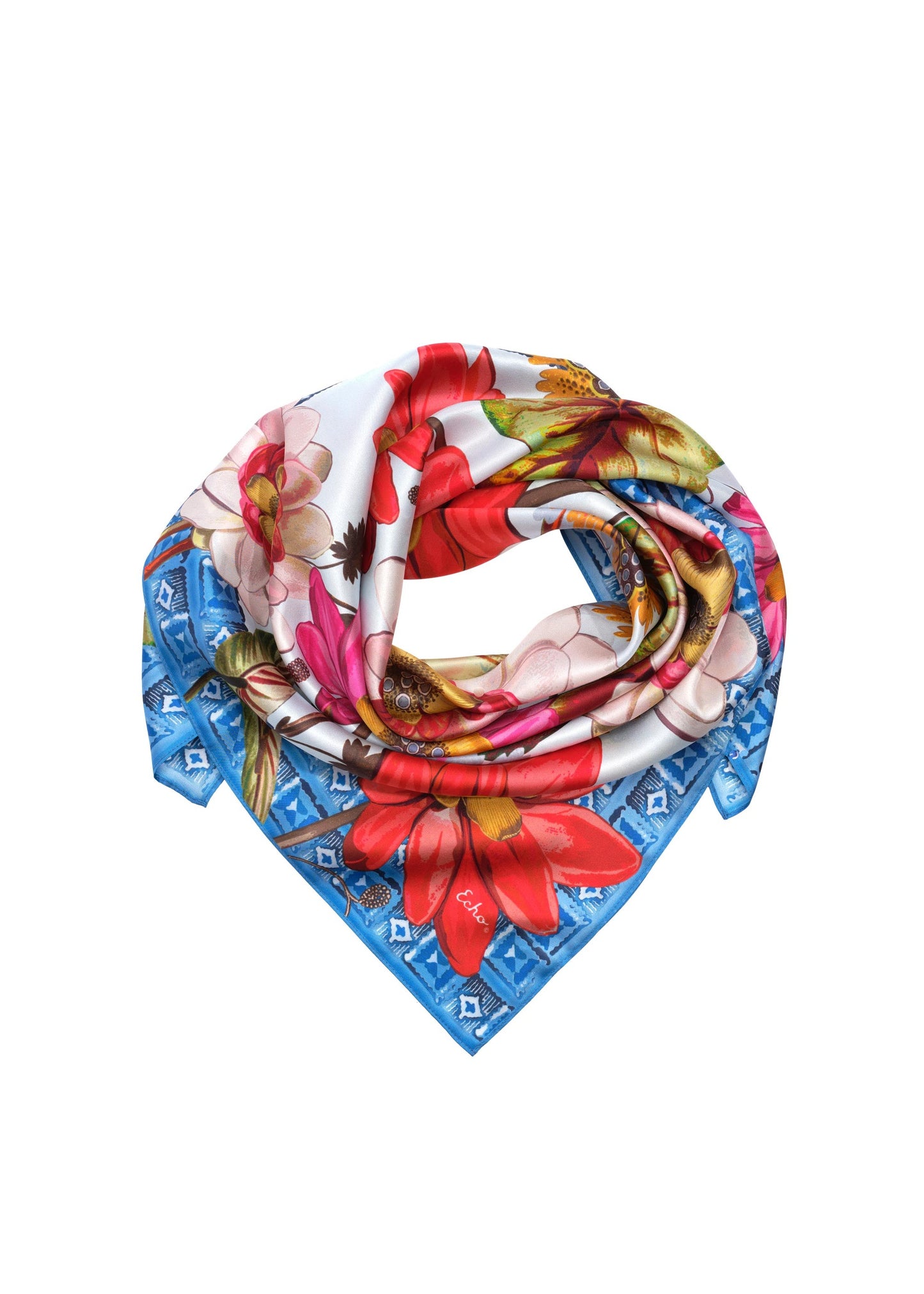 Echo - Tropical Floral Silk Square Scarf